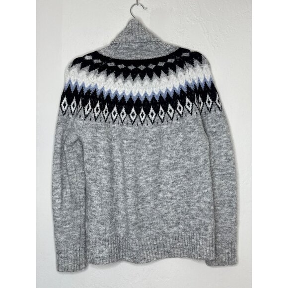 Aspen Faire Isle Turtleneck Ski Sweater Gray Soft Cozy Pullover Polyester Wool S - Picture 7 of 7